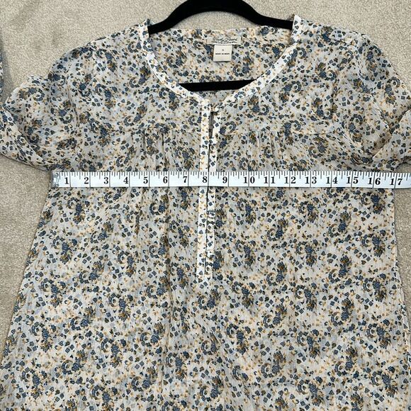 Lucky Brand Semi Sheer Floral Longsleeve Top Women Small - Picture 6 of 8